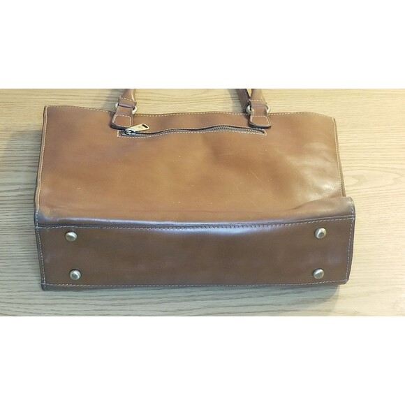 Patricia Nash Zancona Tote Brown Leather Shoulder Bag 14x10x4 Tan Suede Interior